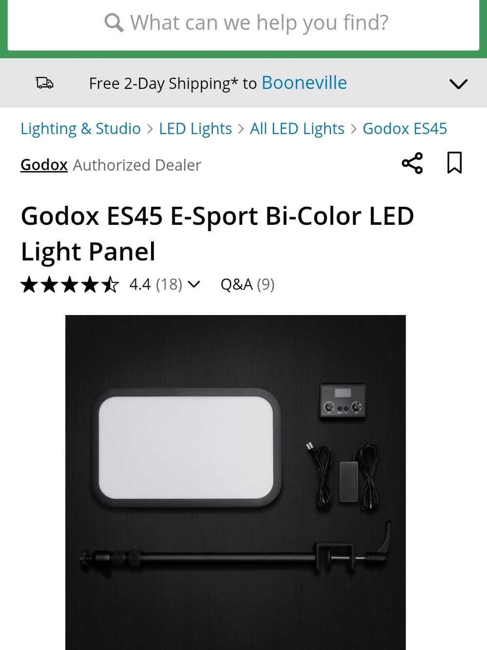 ES45 Bi-Color LED Reading Light Panel — Black/White